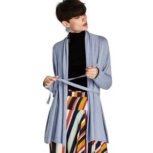 Zara Women's Open Front Tied Back‎ Cardigan Sweater Light Blue Size M Knit